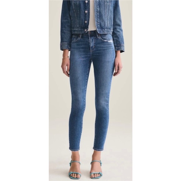AGOLDE Sophie High Rise Skinny Jeans Cropped Blue - Picture 1 of 12
